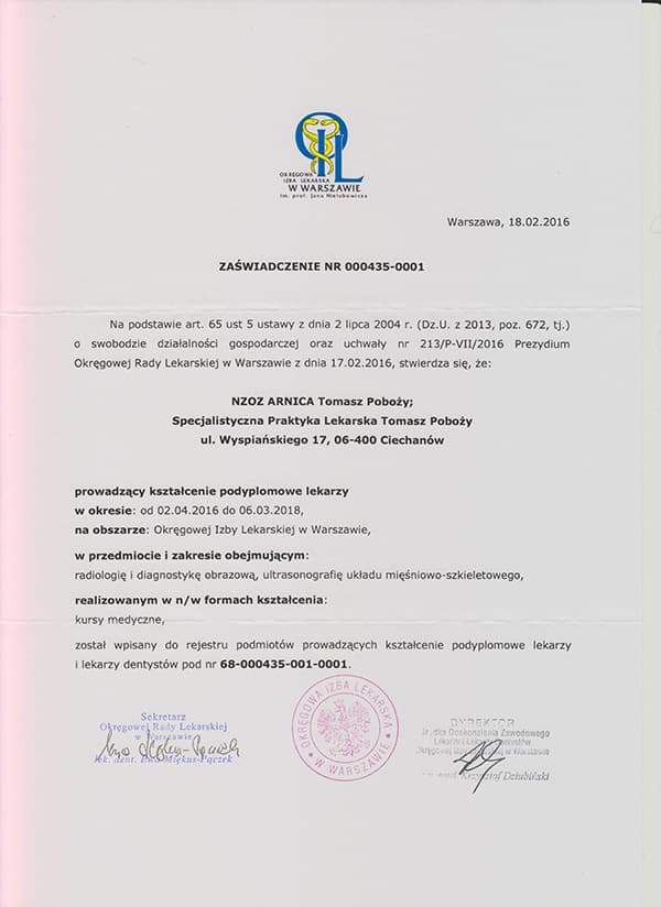 Prowadzenie kształcenia podyplomowego — USG